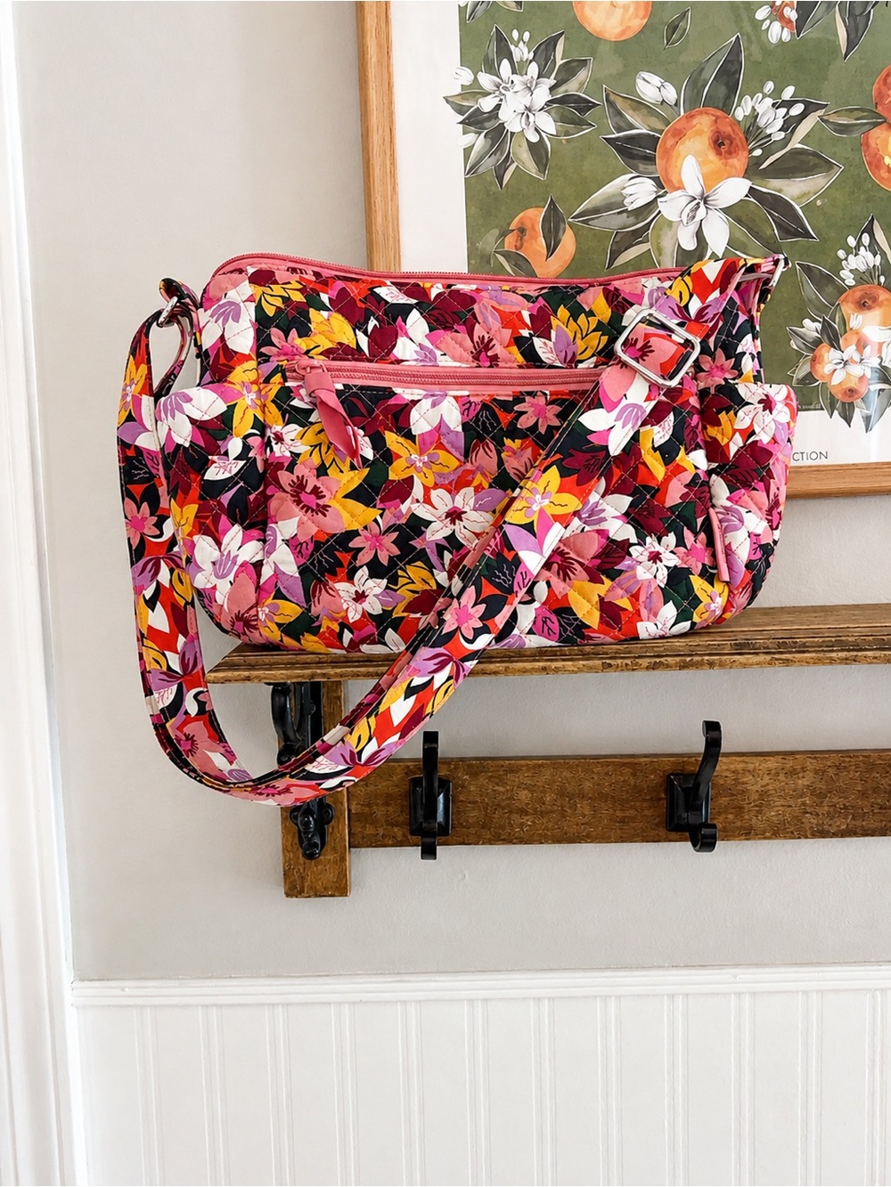 Vera Bradley Pink Floral Quilted Crossbody Bag